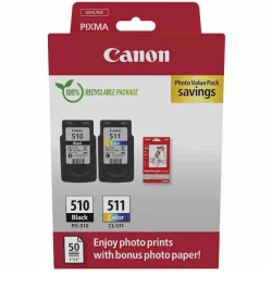 Canon KIT CONFEZIONE MULTIPLA CARTUCCE D'INCHIOSTRO PG-510/CL-511 + CARTA FOTOGRAFICA (2970B017)